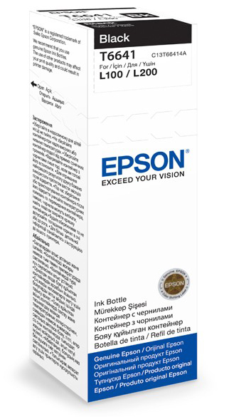EPSON T6641 crni kertridz 70ml, Priblizno 4.000 strana za L100, L110, L130, L1300, L200, L210, L220, L300, L3050, L3060, L3070, L310, L355, L365, L382, L386, L455, L550, L565